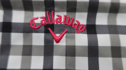 Callaway(キャロウェイ) 半袖フルジップナイロンジャケット 白黒チェック レディース L A