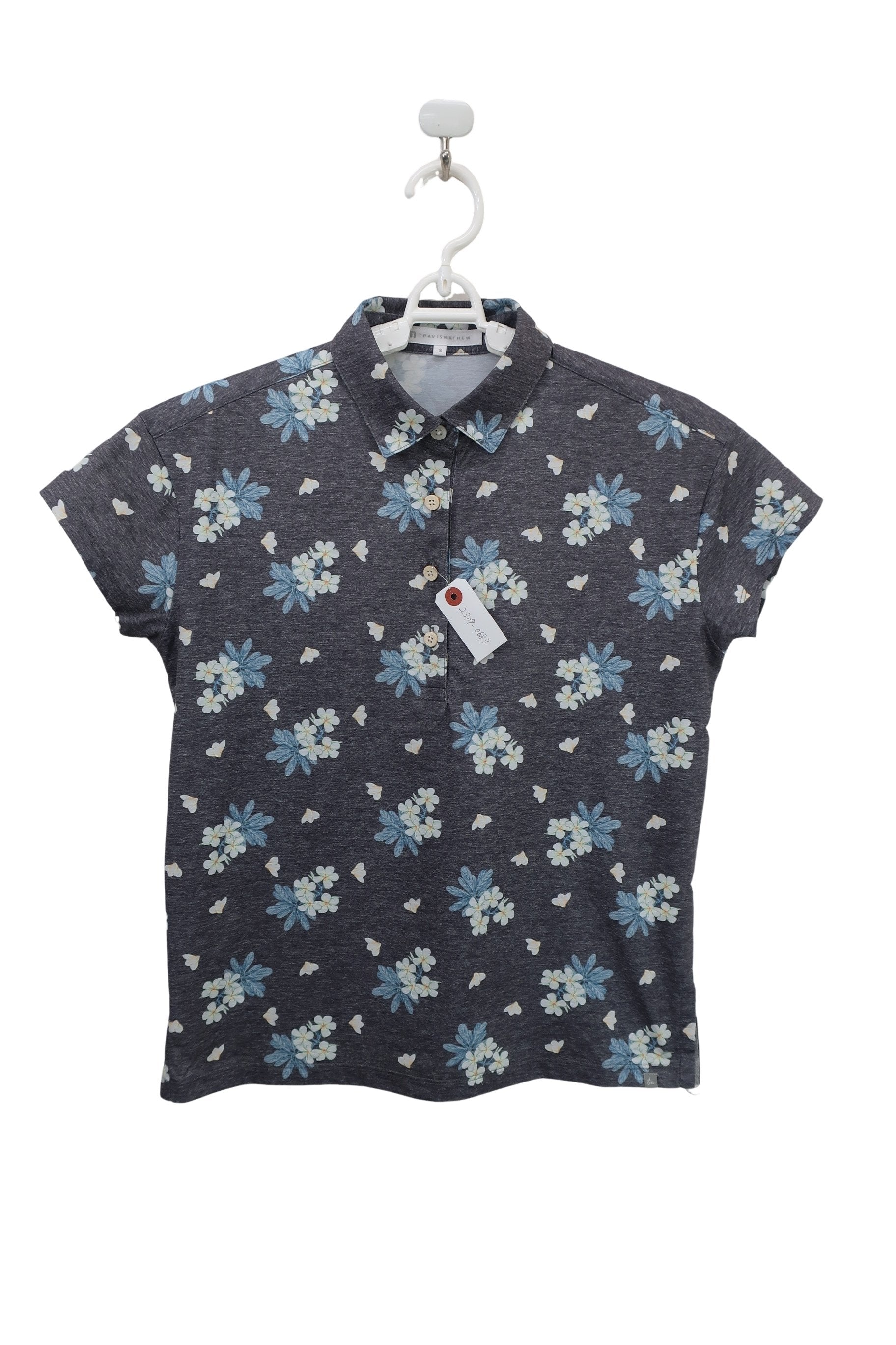 Travis Mathew ポロシャツ グレー花柄 レディース S A