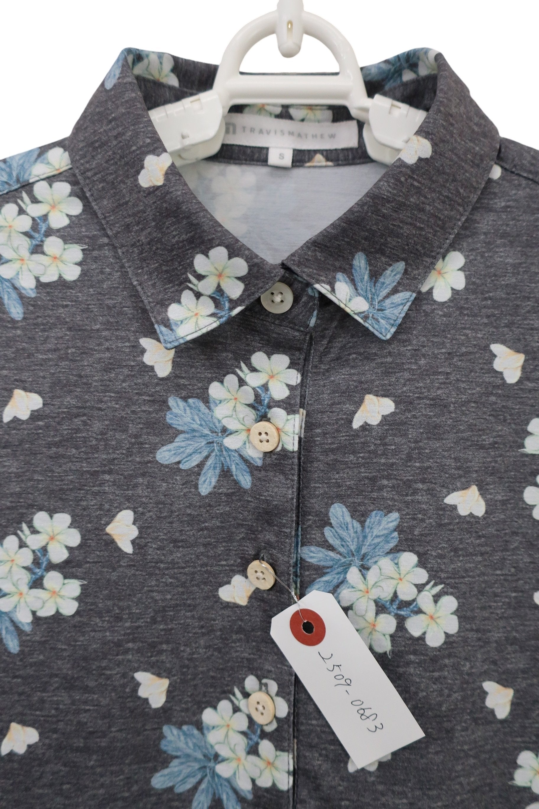 Travis Mathew ポロシャツ グレー花柄 レディース S A