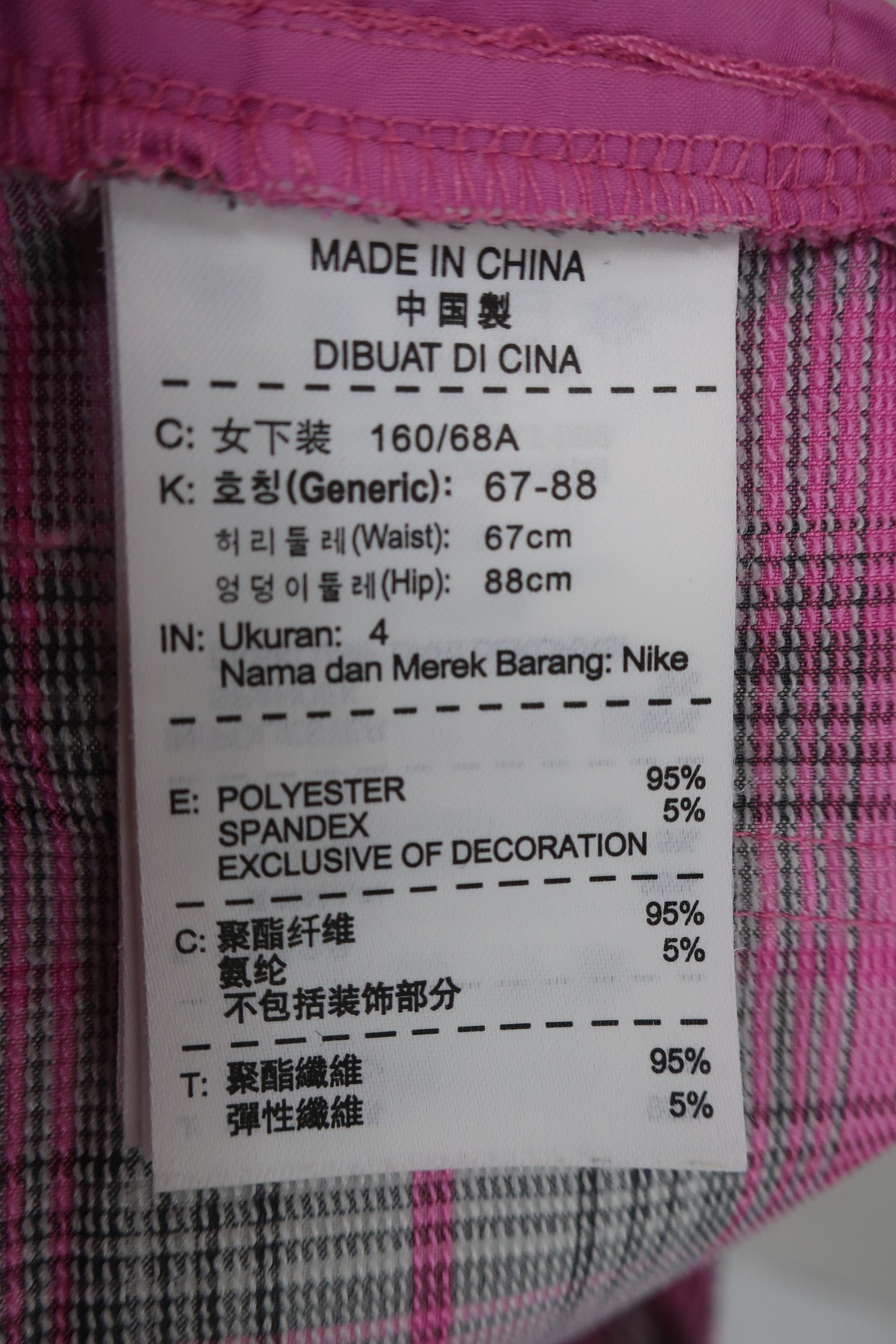 NIKE GOLF(ナイキゴルフ) ハーフパンツ ピンクチェック レディース 4 A