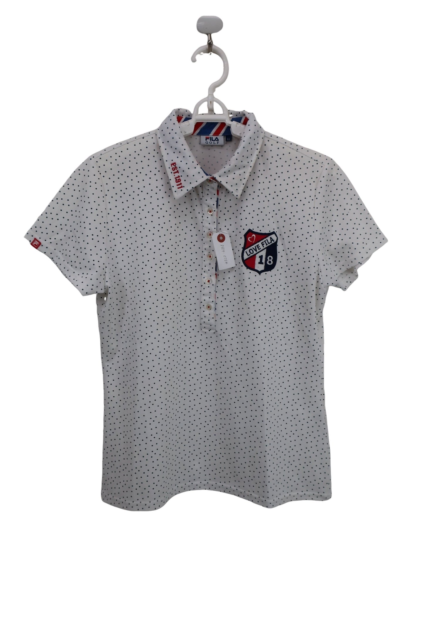 FILA GOLF(フィラゴルフ) ポロシャツ 白ネイビードット柄 レディース LL B