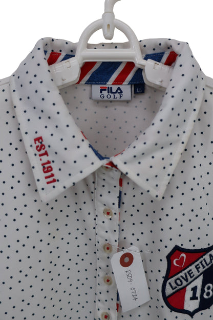 FILA GOLF(フィラゴルフ) ポロシャツ 白ネイビードット柄 レディース LL B
