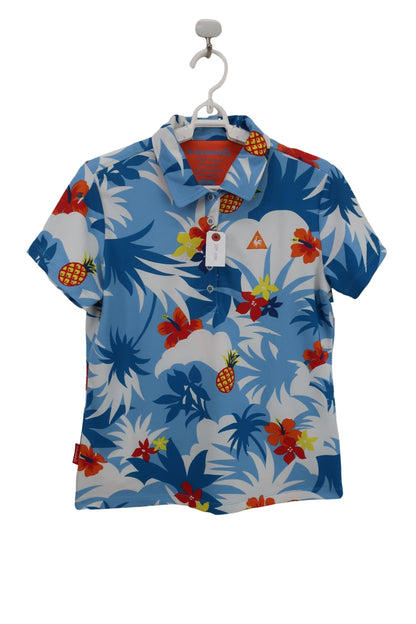le coq sportif(ルコックスポルティフ) ポロシャツ 水色総柄 レディース LL A
