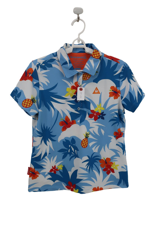 le coq sportif(ルコックスポルティフ) ポロシャツ 水色総柄 レディース LL A