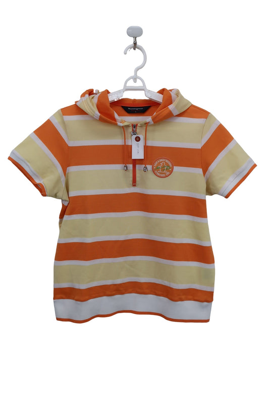 Munsingwear(マンシングウェア) 半袖パーカー オレンジ系ボーダー レディース L A