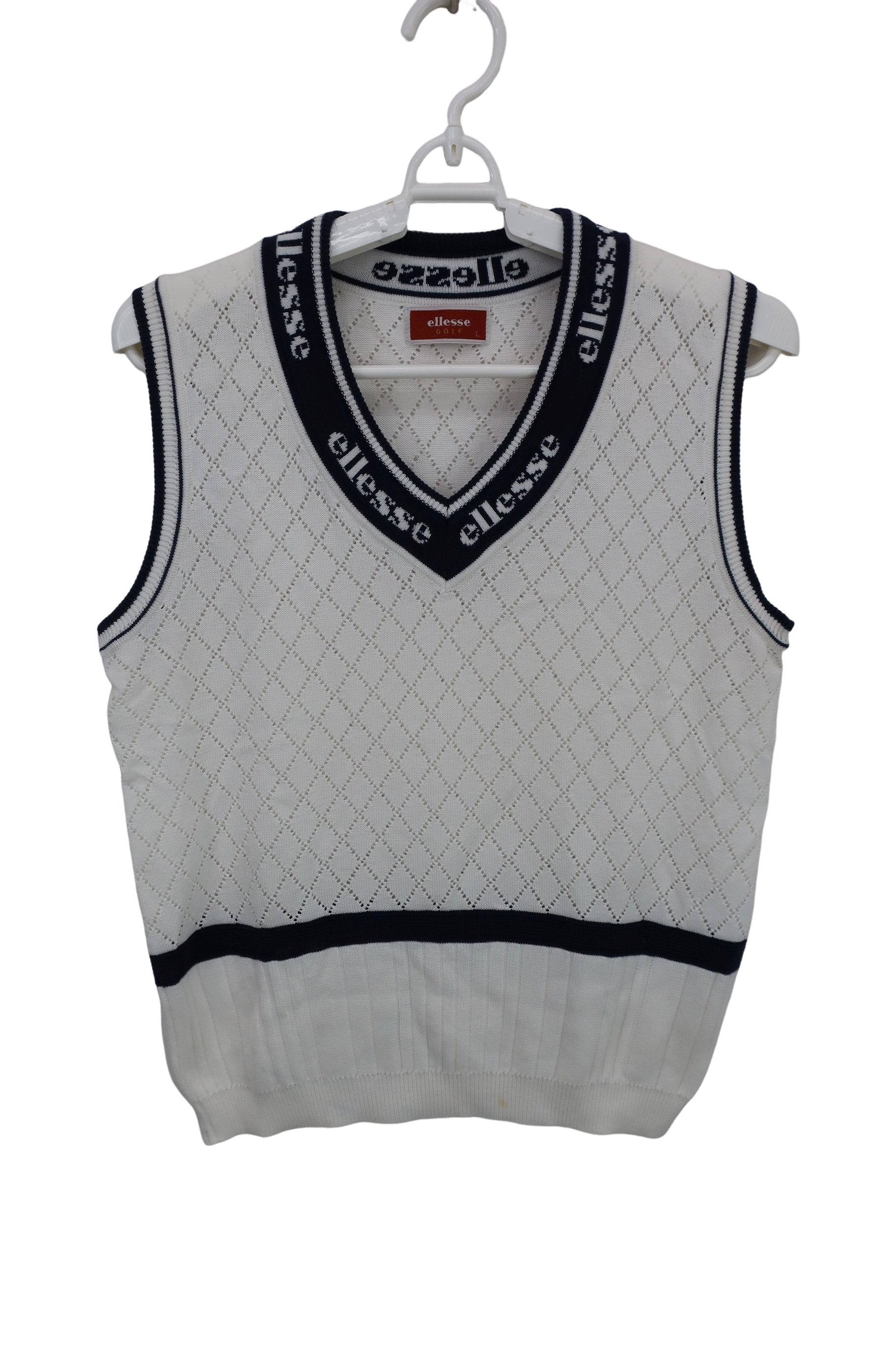 ellesse(エレッセ) ニットベスト 白ネイビー レディース L B
