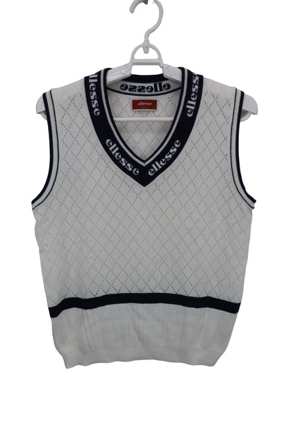 ellesse(エレッセ) ニットベスト 白ネイビー レディース L B