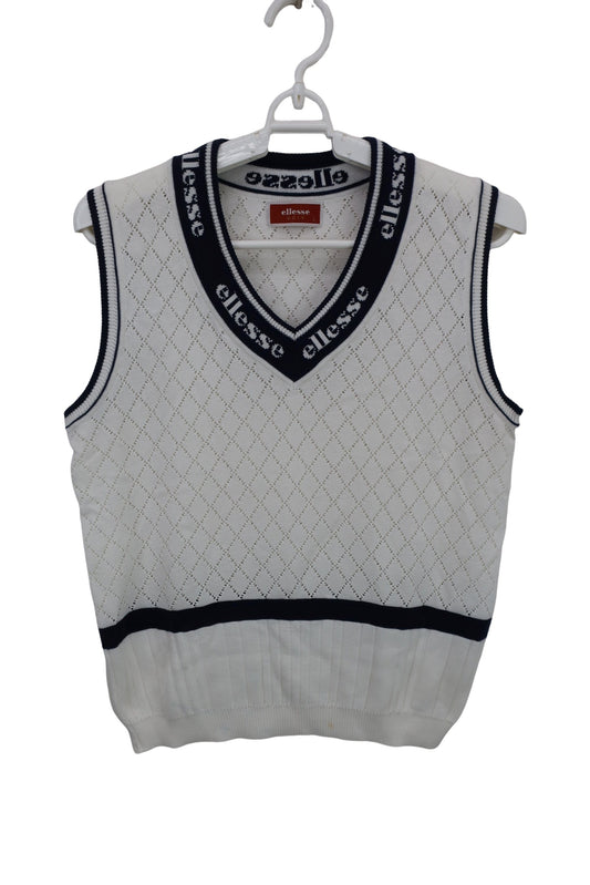 ellesse(エレッセ) ニットベスト 白ネイビー レディース L B