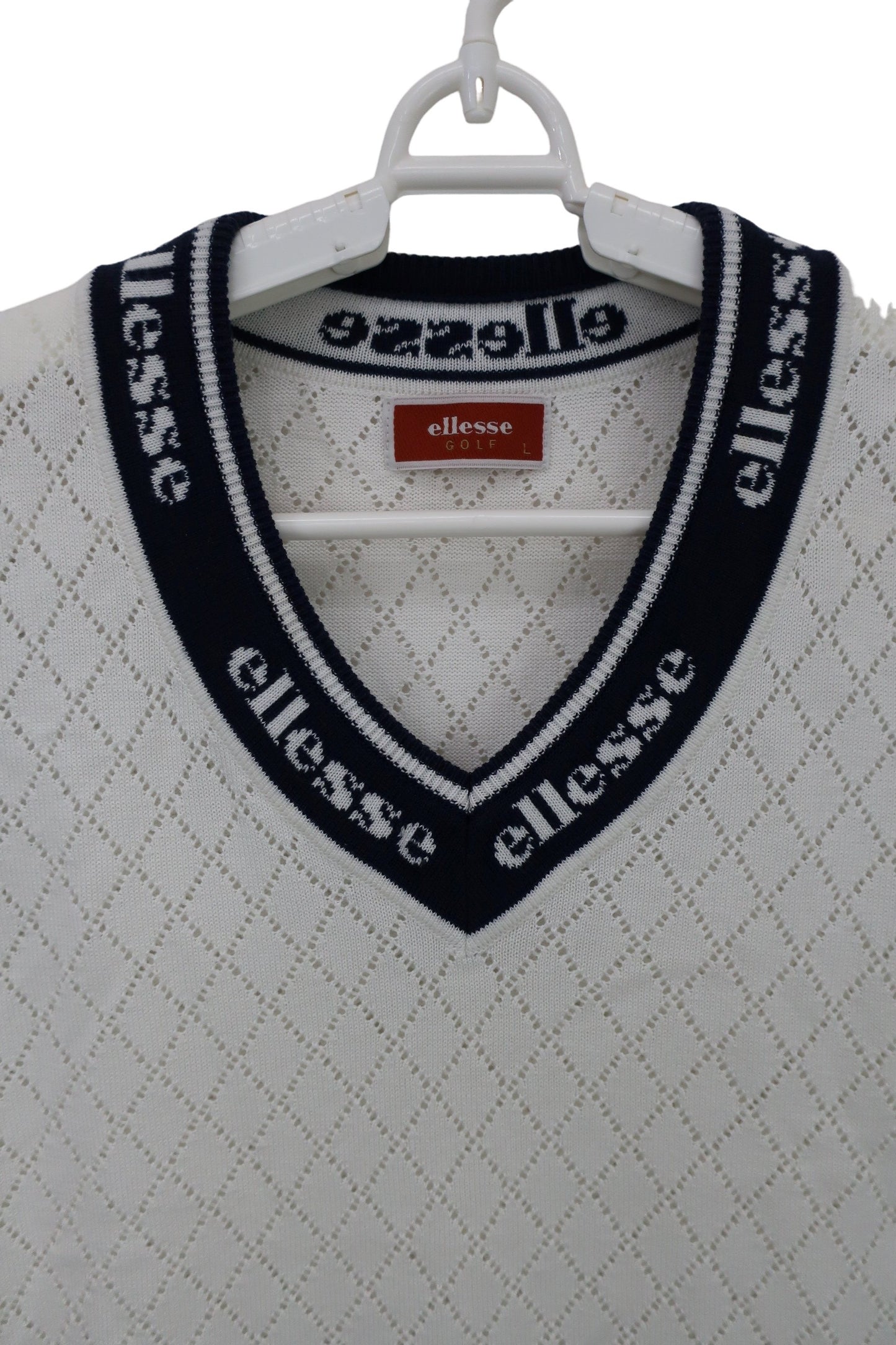 ellesse(エレッセ) ニットベスト 白ネイビー レディース L B