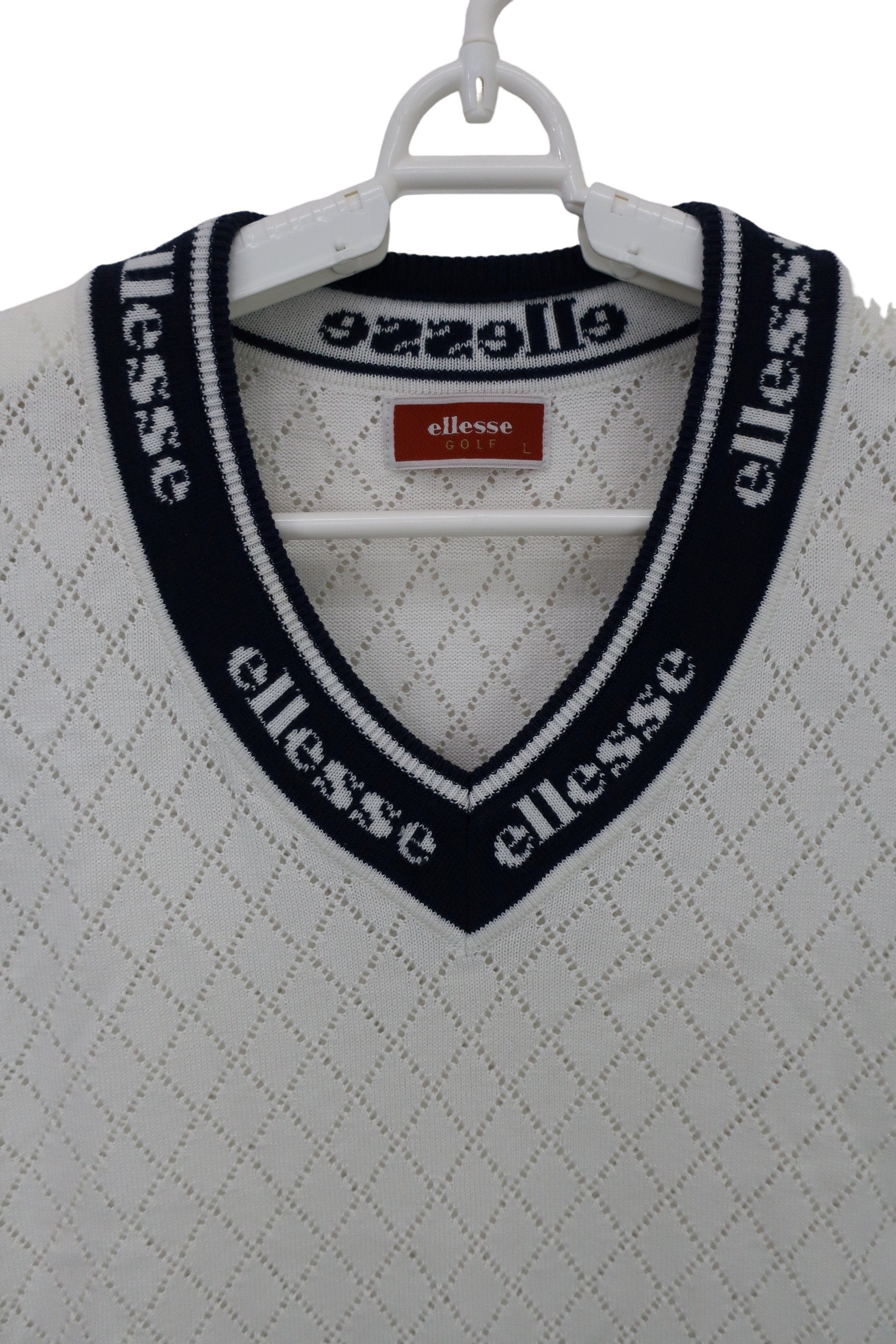 ellesse(エレッセ) ニットベスト 白ネイビー レディース L B