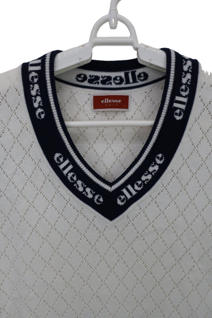 ellesse(エレッセ) ニットベスト 白ネイビー レディース L B