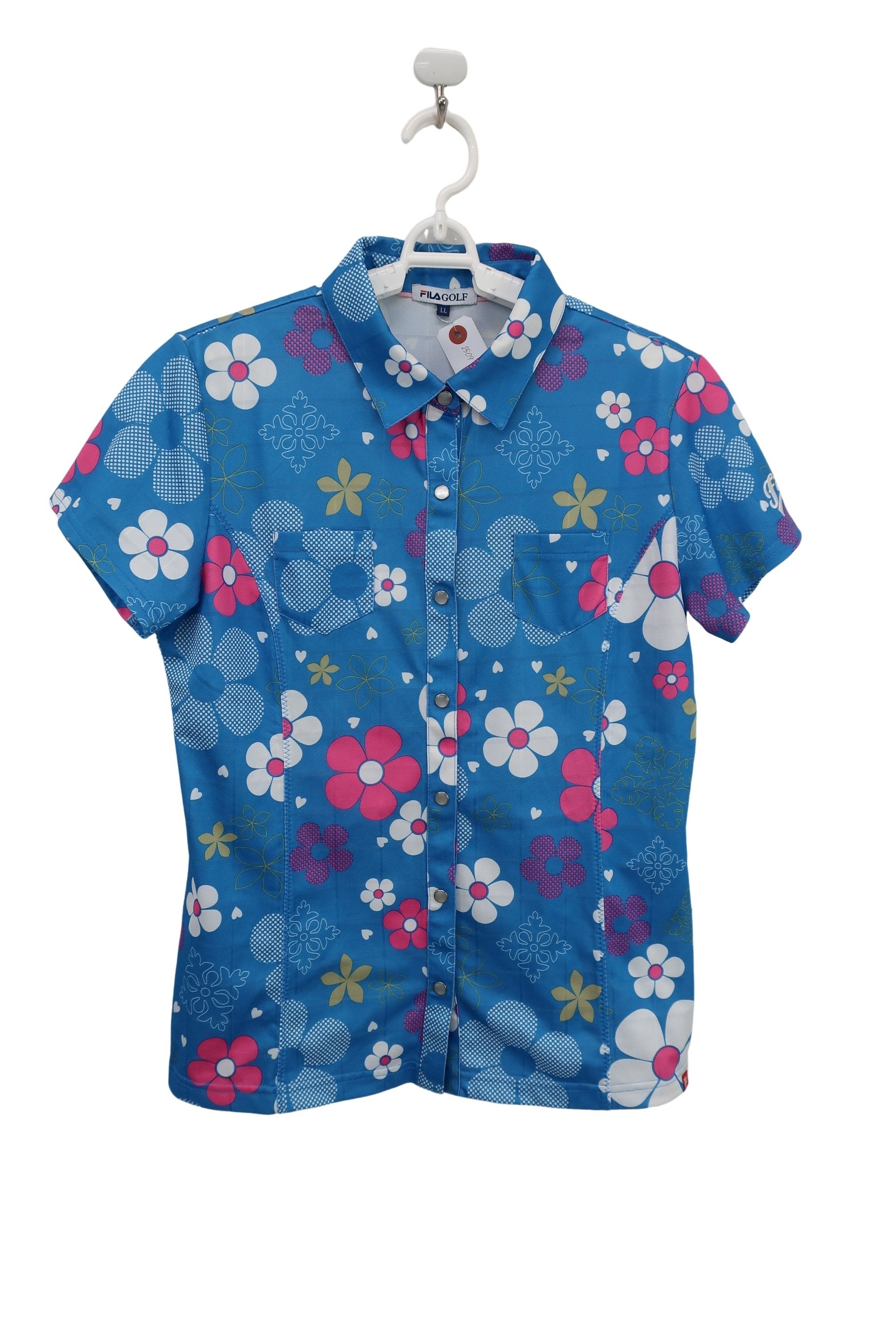 FILA GOLF(フィラゴルフ) ポロシャツ 水色総柄 レディース LL A