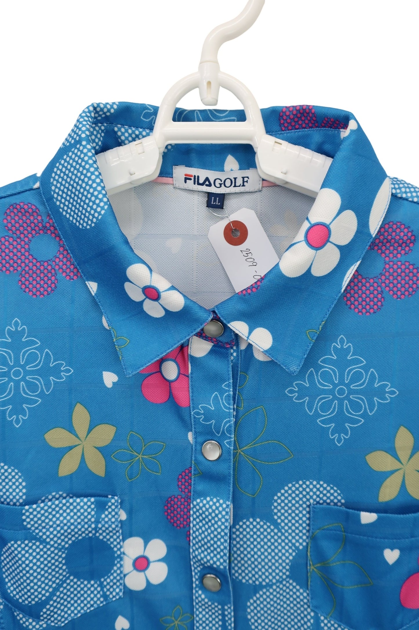FILA GOLF(フィラゴルフ) ポロシャツ 水色総柄 レディース LL A