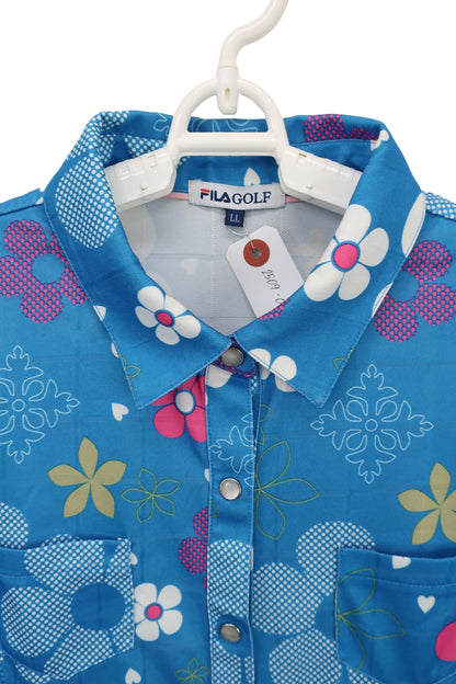 FILA GOLF(フィラゴルフ) ポロシャツ 水色総柄 レディース LL A
