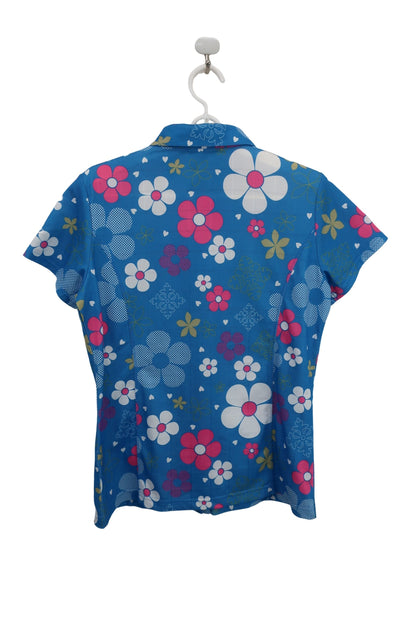 FILA GOLF(フィラゴルフ) ポロシャツ 水色総柄 レディース LL A