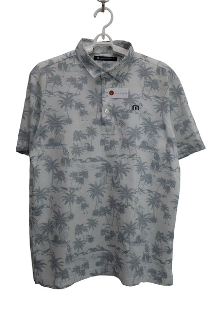 Travis Mathew ポロシャツ 白グレー総柄 メンズ L A