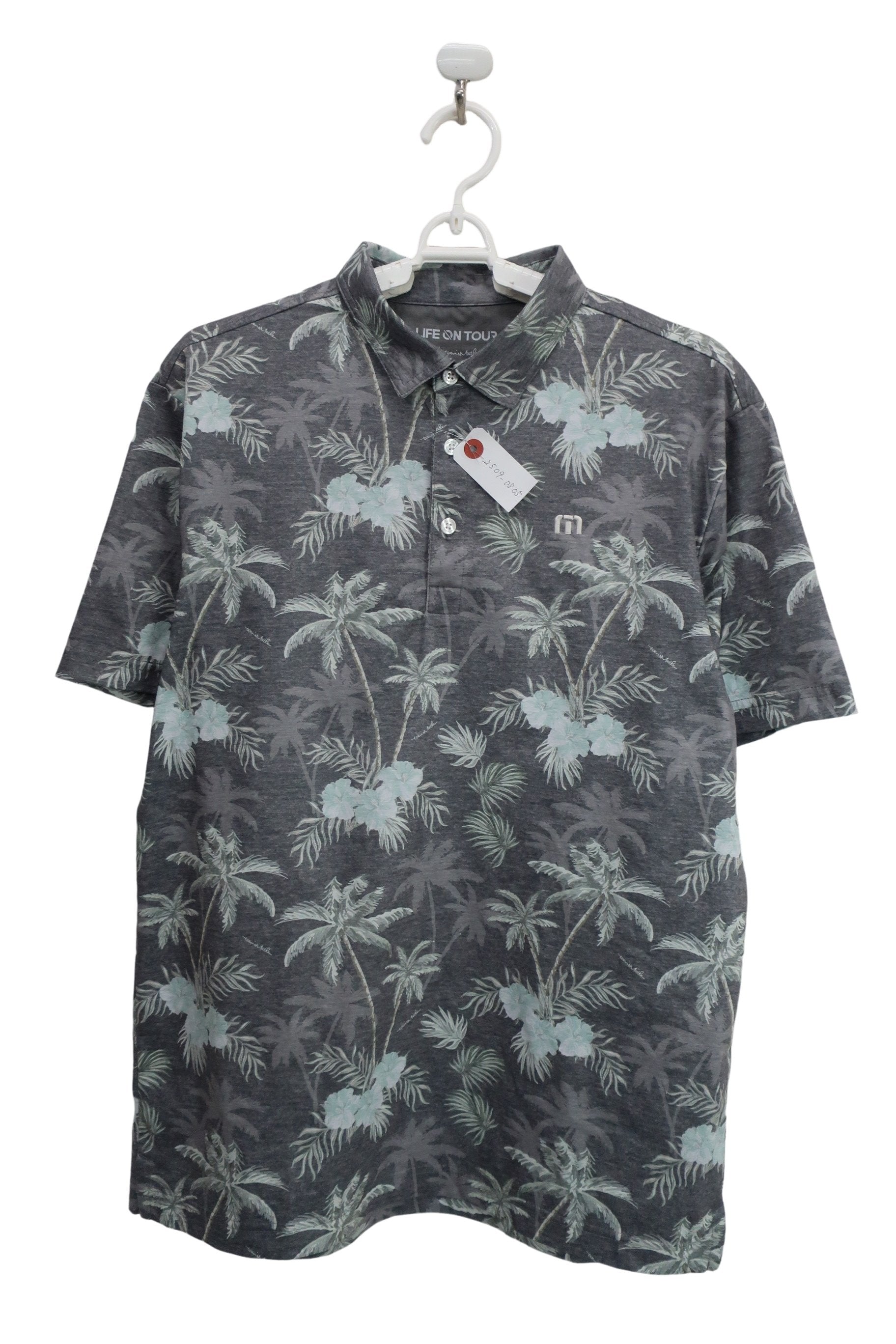 Travis Mathew ポロシャツ グレー緑植物柄 メンズ L A