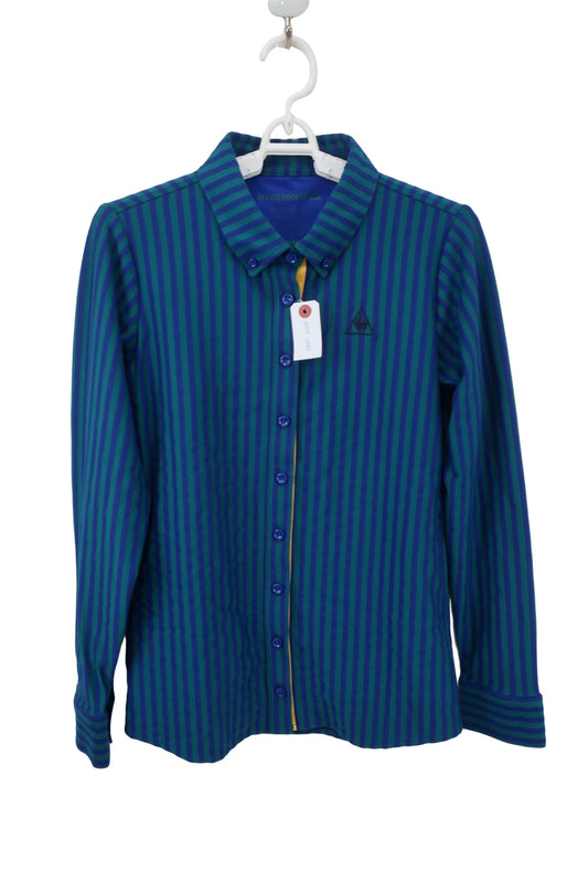 le coq sportif(ルコックスポルティフ) 長袖ポロシャツ 青緑ストライプ レディース M A