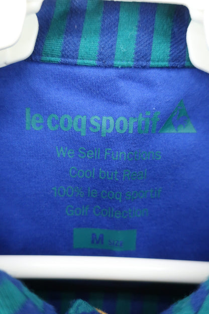 le coq sportif(ルコックスポルティフ) 長袖ポロシャツ 青緑ストライプ レディース M A
