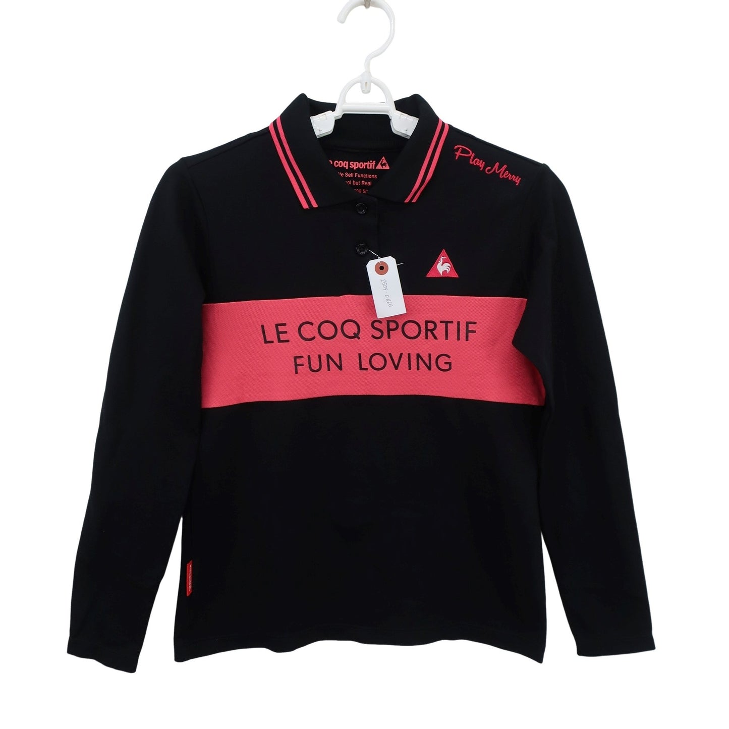 le coq sportif(ルコックスポルティフ) 長袖ポロシャツ 黒ピンク レディース M A