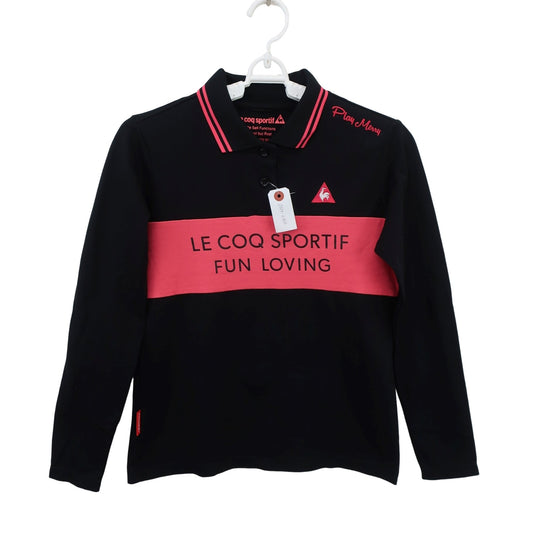 le coq sportif(ルコックスポルティフ) 長袖ポロシャツ 黒ピンク レディース M A