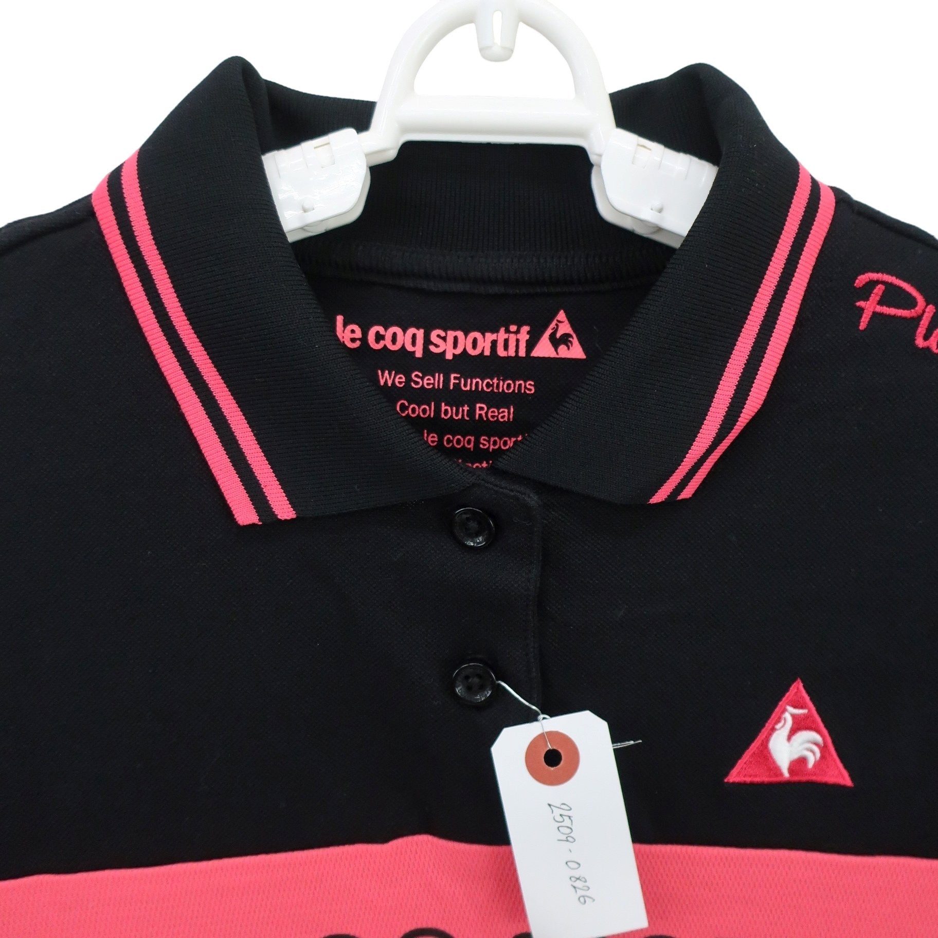 le coq sportif(ルコックスポルティフ) 長袖ポロシャツ 黒ピンク レディース M A