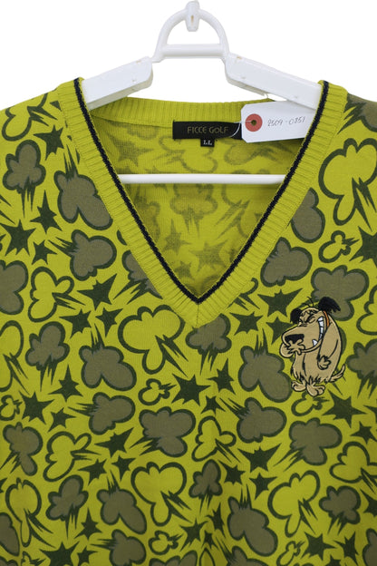 FICCE GOLF(フィッツェゴルフ) ニットベスト 黄色総柄 メンズ LL A