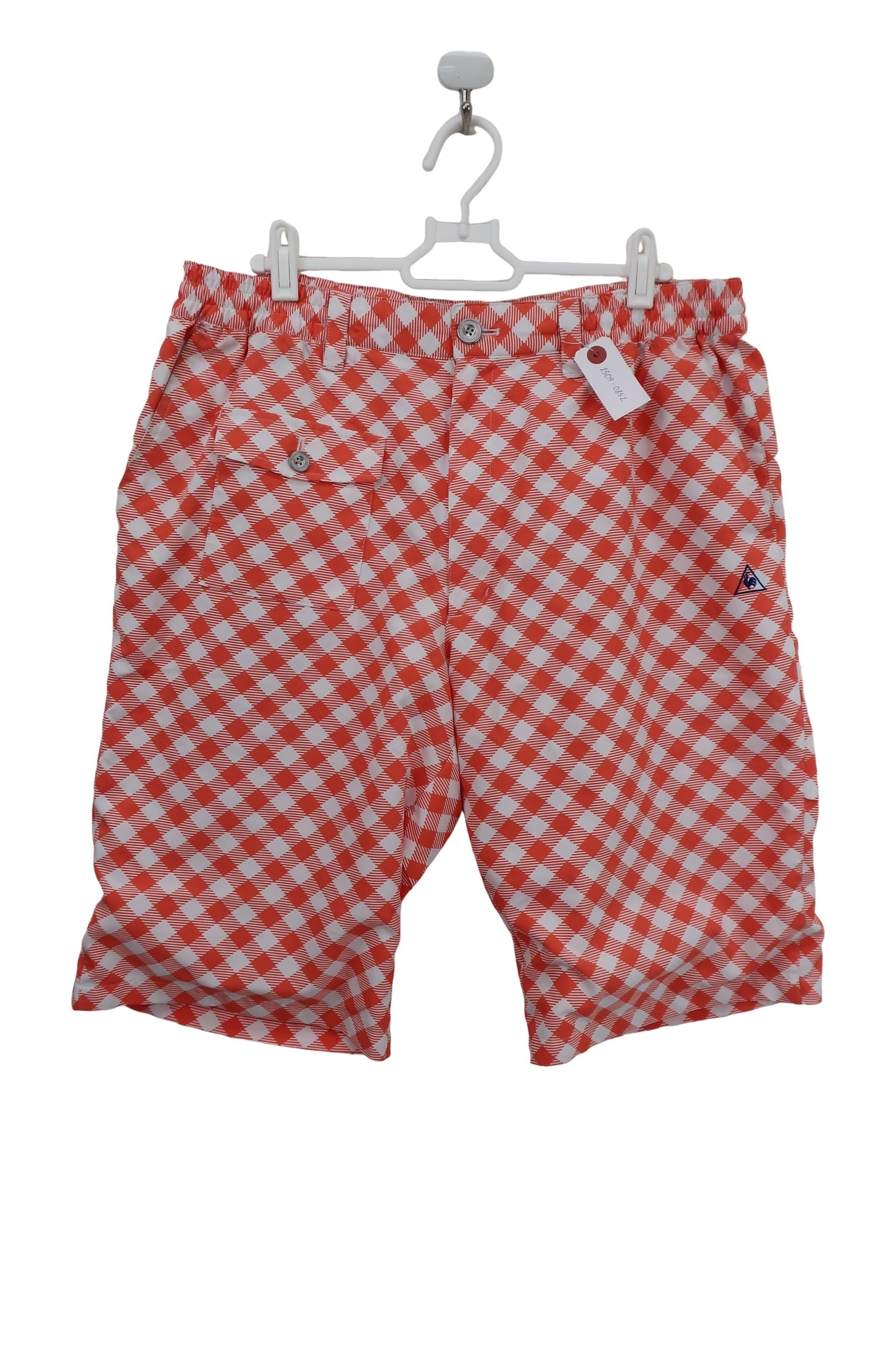 le coq sportif(ルコックスポルティフ) ハーフパンツ オレンジ系白チェック柄 メンズ LL A