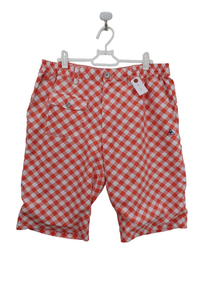 le coq sportif(ルコックスポルティフ) ハーフパンツ オレンジ系白チェック柄 メンズ LL A