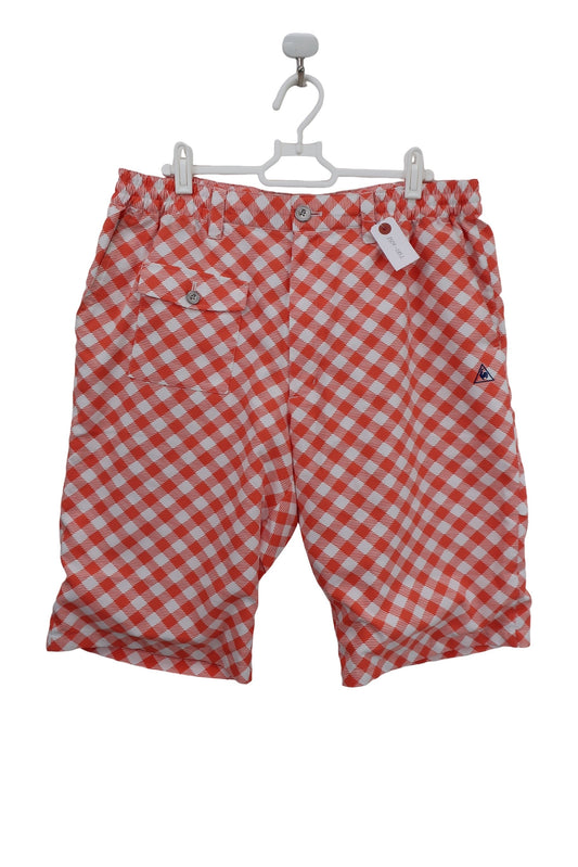 le coq sportif(ルコックスポルティフ) ハーフパンツ オレンジ系白チェック柄 メンズ LL A