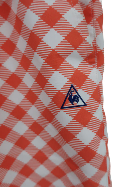 le coq sportif(ルコックスポルティフ) ハーフパンツ オレンジ系白チェック柄 メンズ LL A