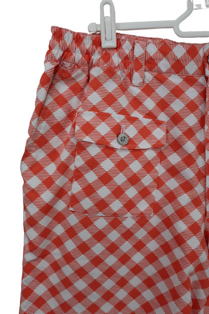 le coq sportif(ルコックスポルティフ) ハーフパンツ オレンジ系白チェック柄 メンズ LL A