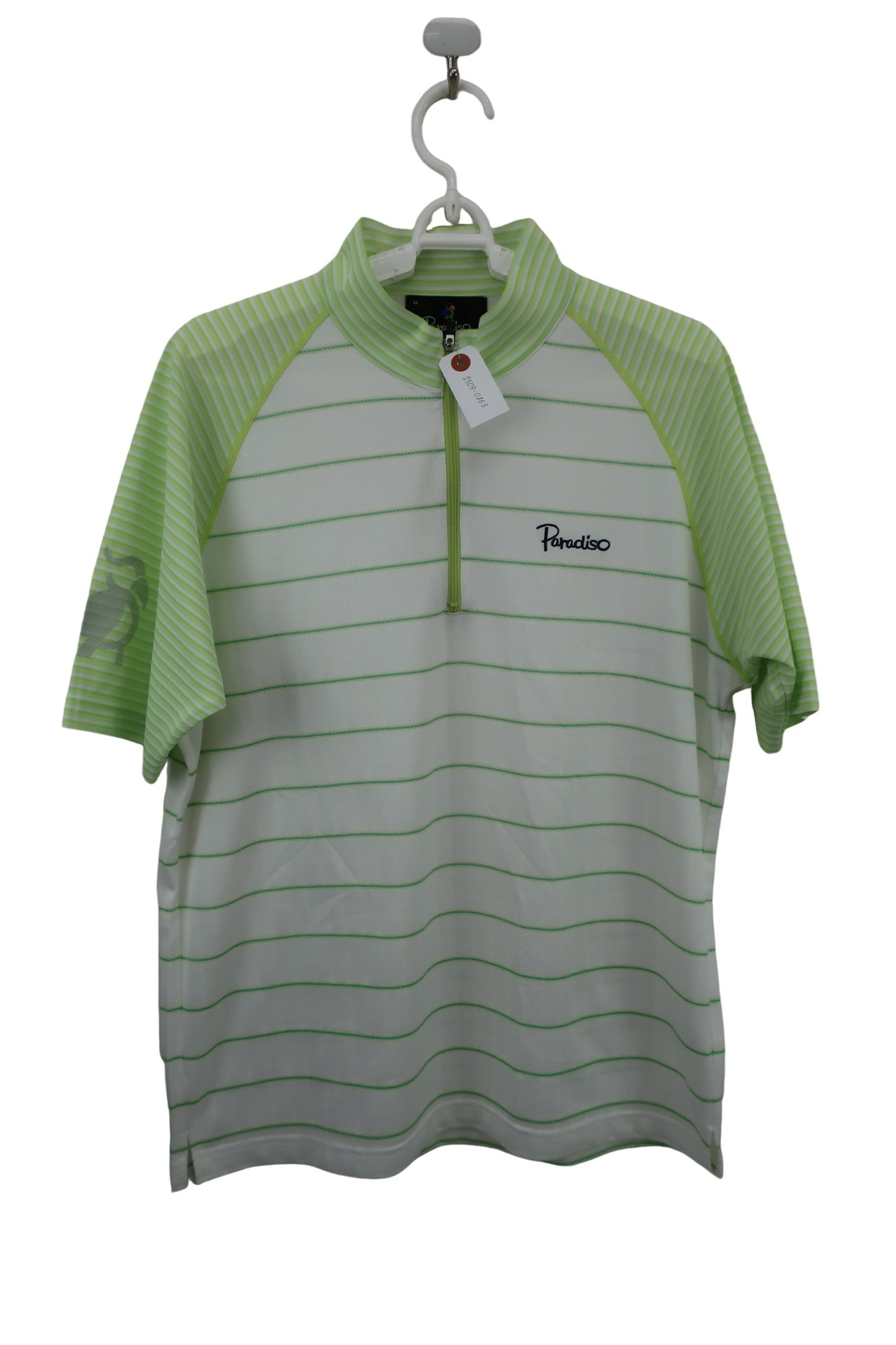 PARADISO(パラディーゾ) ハーフジップシャツ 黄緑白 メンズ M A