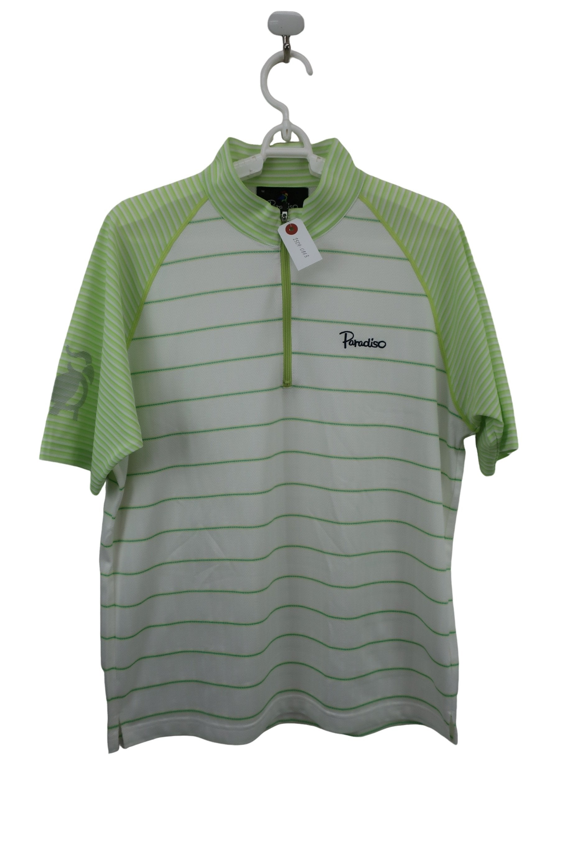PARADISO(パラディーゾ) ハーフジップシャツ 黄緑白 メンズ M A