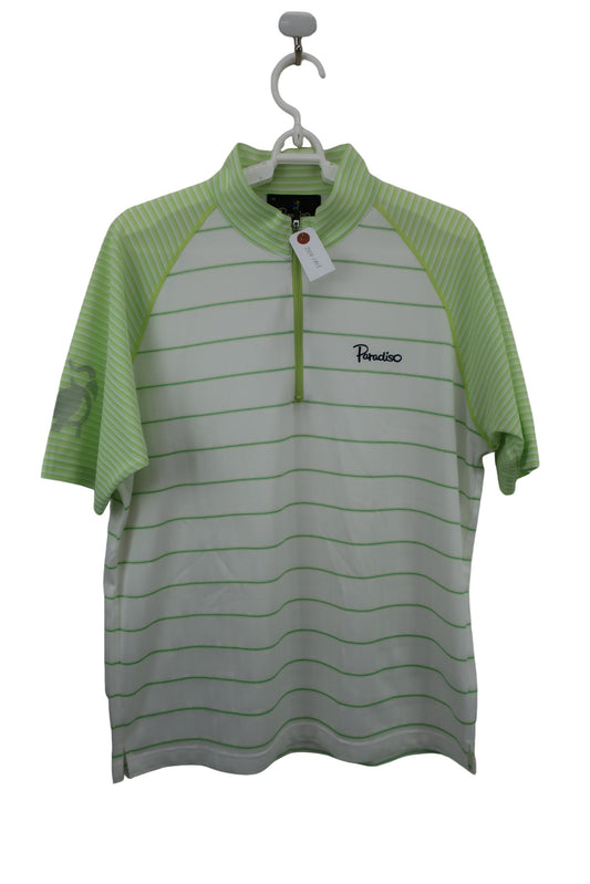 PARADISO(パラディーゾ) ハーフジップシャツ 黄緑白 メンズ M A