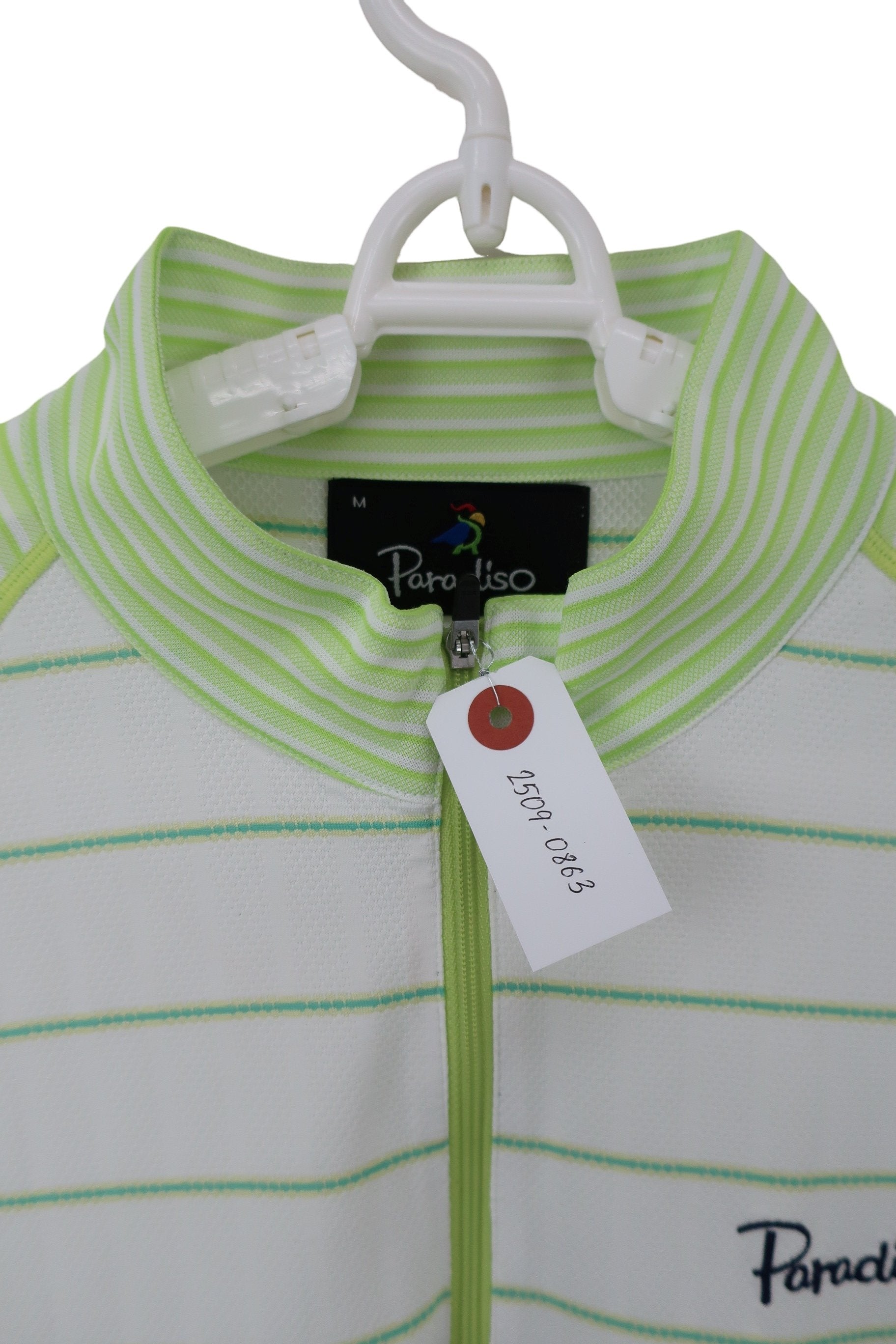 PARADISO(パラディーゾ) ハーフジップシャツ 黄緑白 メンズ M A