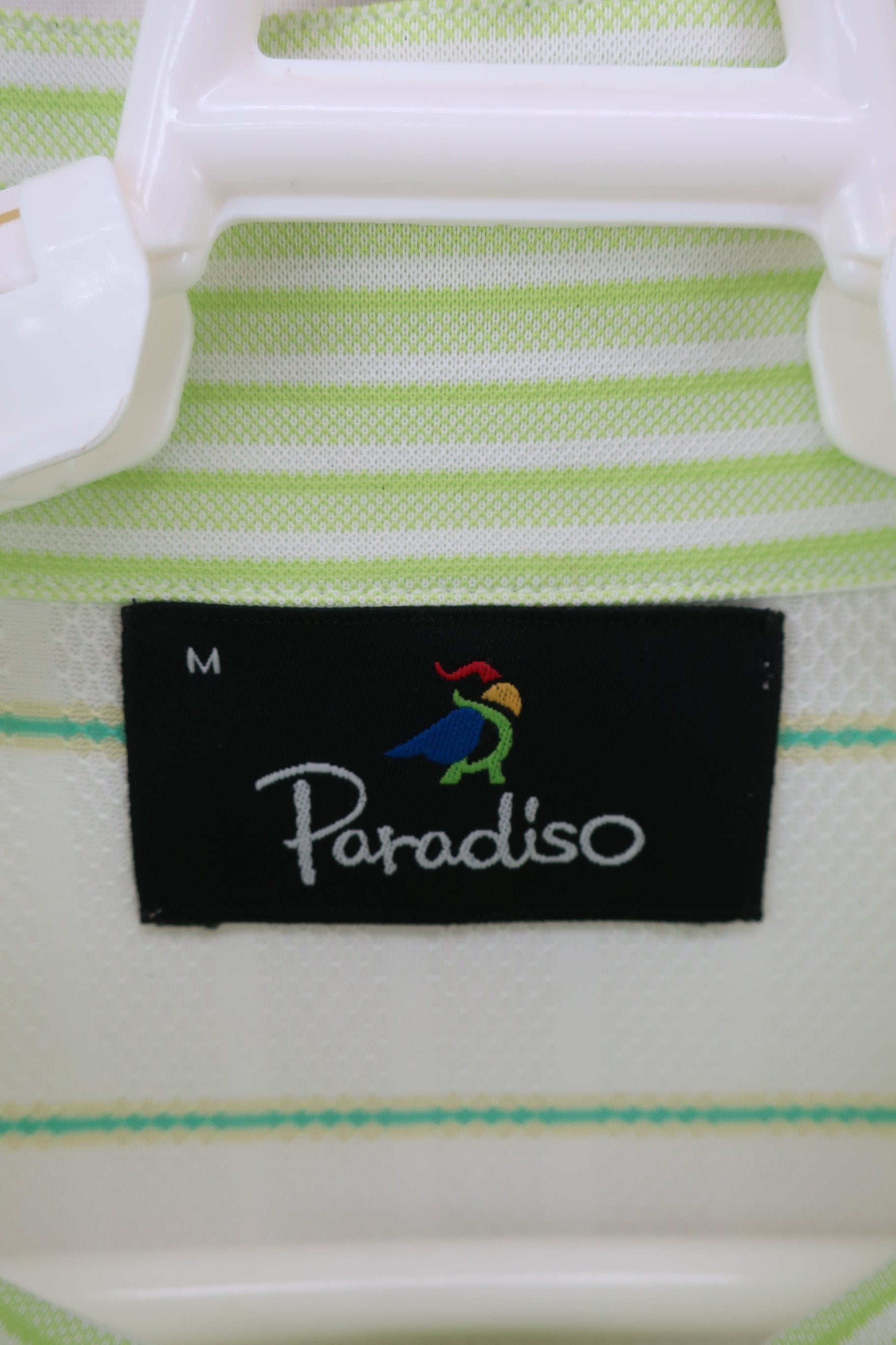 PARADISO(パラディーゾ) ハーフジップシャツ 黄緑白 メンズ M A