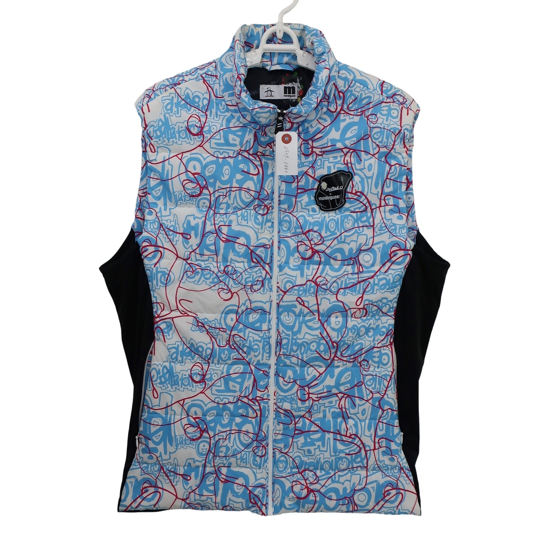 Munsingwear(マンシングウェア) ダウンベスト 白水色総柄 メンズ L ラファエル・ランフランコ コラボ B
