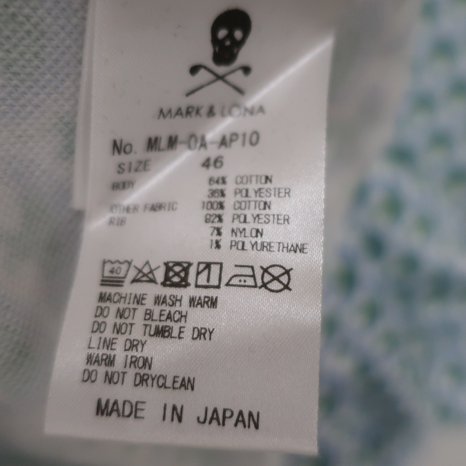 MARK&LONA(マークアンドロナ) ポロシャツ 白緑水色 メンズ 46 MLM-0A-AP10 A