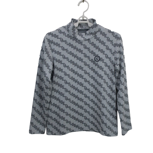 TaylorMade(テーラーメイド) 長袖モックネックシャツ グレーロゴ文字柄 レディース M A
