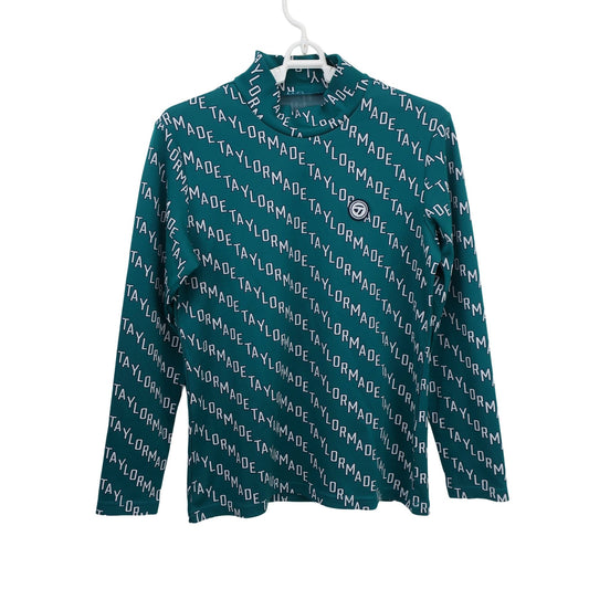 TaylorMade(テーラーメイド) 長袖モックネックシャツ 緑ロゴ文字柄 レディース M A