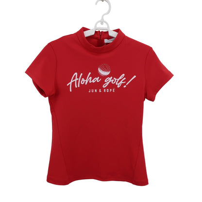 Jun and Rope(ジュン アンド ロペ) 半袖モックネックシャツ 赤 レディース S A