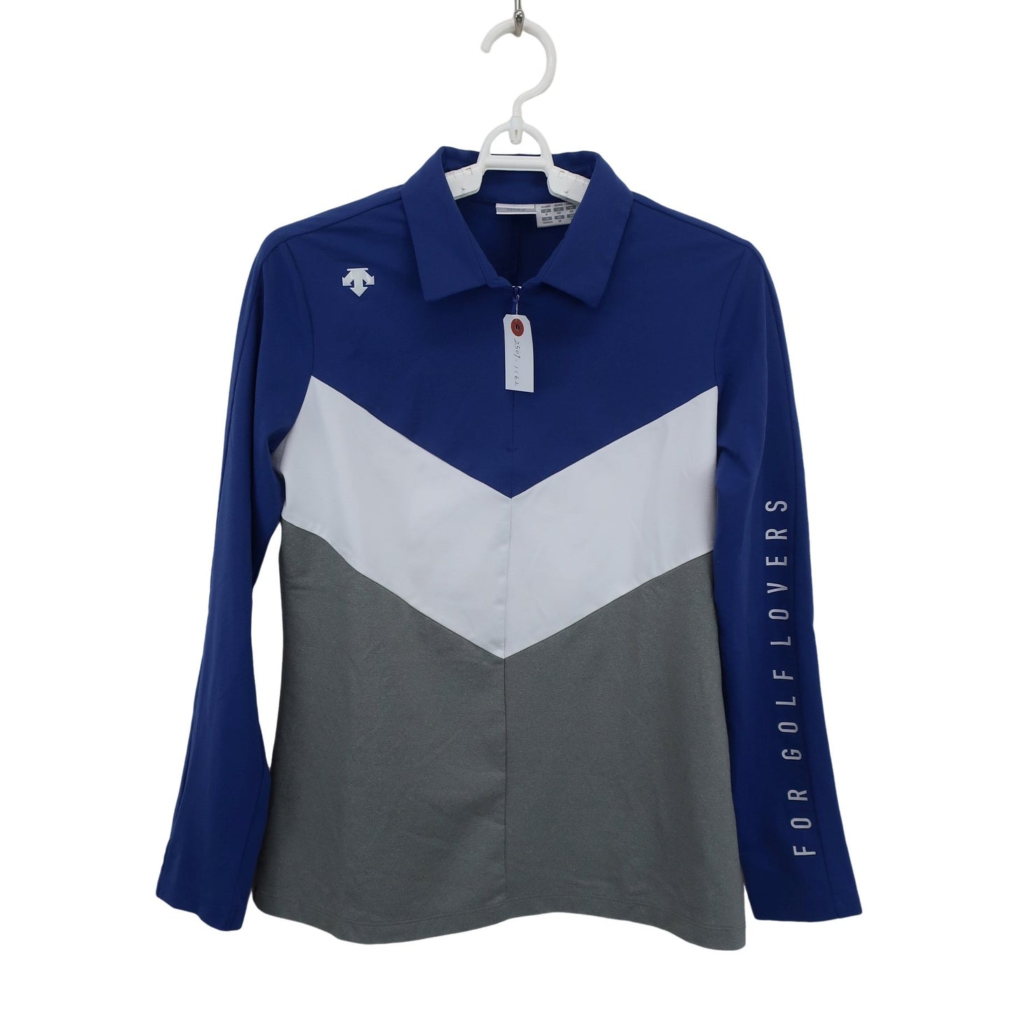DESCENTE(デサント) 長袖ポロシャツ 青白グレー レディース M B