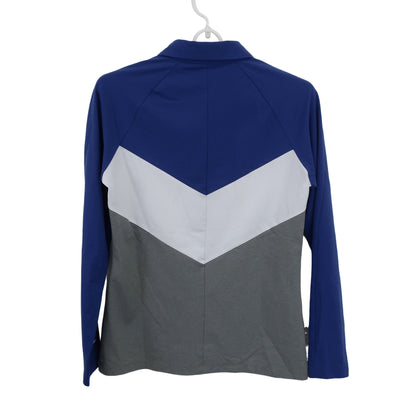 DESCENTE(デサント) 長袖ポロシャツ 青白グレー レディース M B