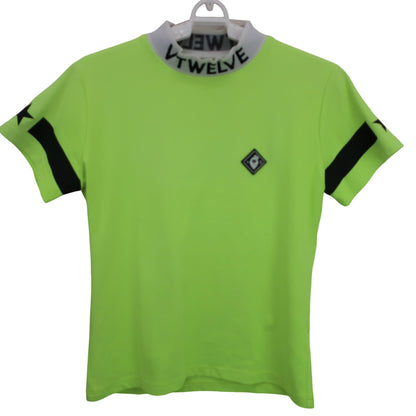 V12(ヴィトゥエルブ) 半袖モックネックシャツ ネオンイエロー レディース 0 B