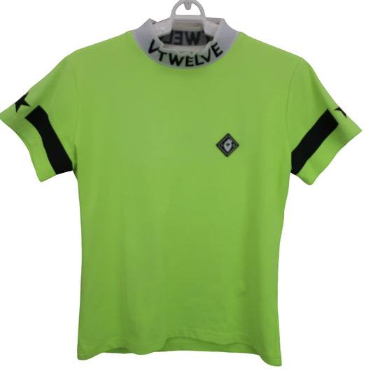 V12(ヴィトゥエルブ) 半袖モックネックシャツ ネオンイエロー レディース 0 B