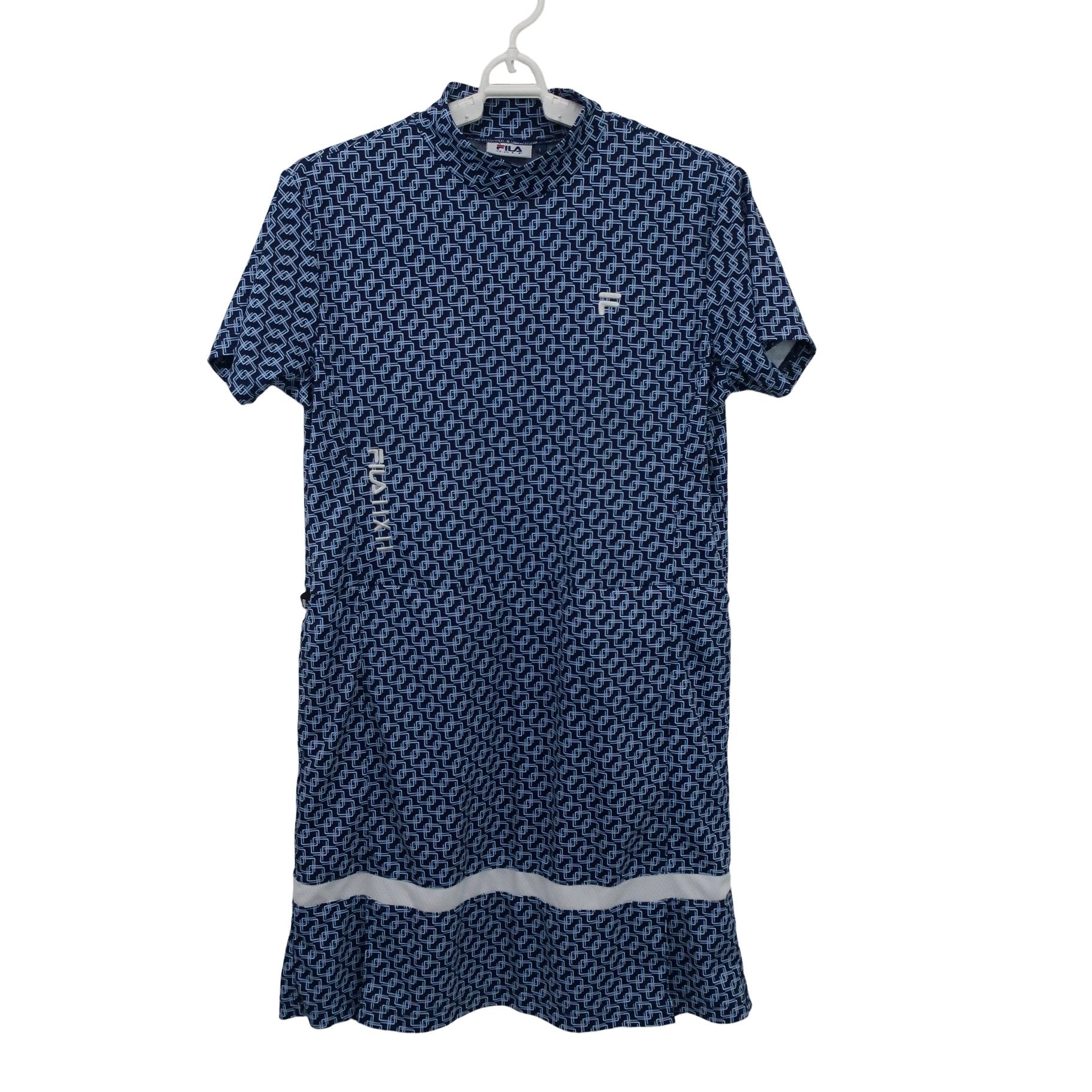 FILA GOLF(フィラゴルフ) モックネックワンピース 青系総柄 レディース L A