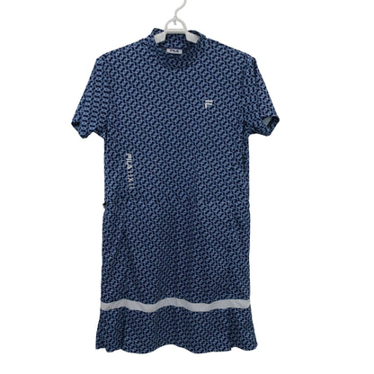 FILA GOLF(フィラゴルフ) モックネックワンピース 青系総柄 レディース L A