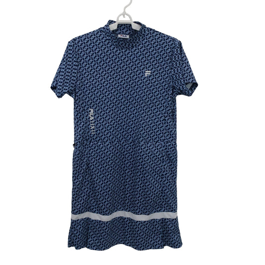 FILA GOLF(フィラゴルフ) モックネックワンピース 青系総柄 レディース L A