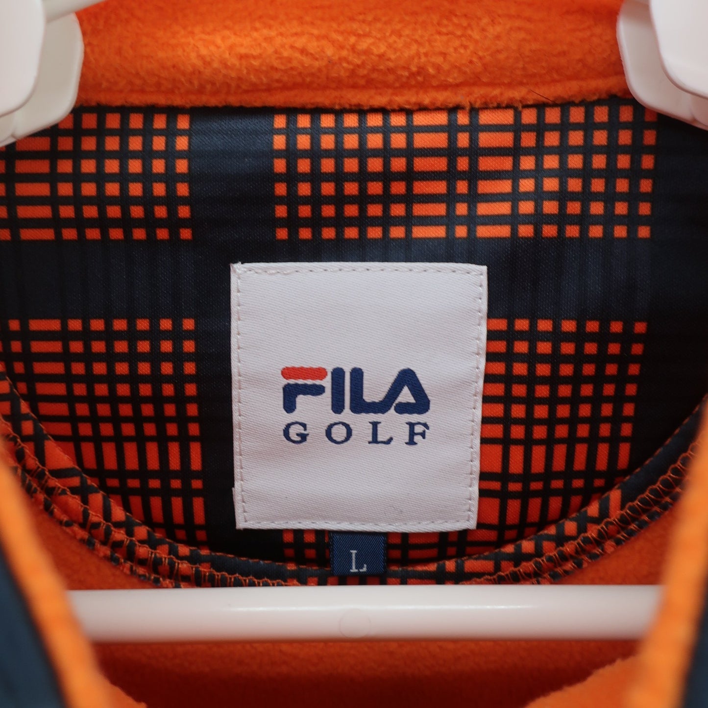 FILA GOLF(フィラゴルフ) ブルゾン オレンジ ネイビーチェック メンズ L A